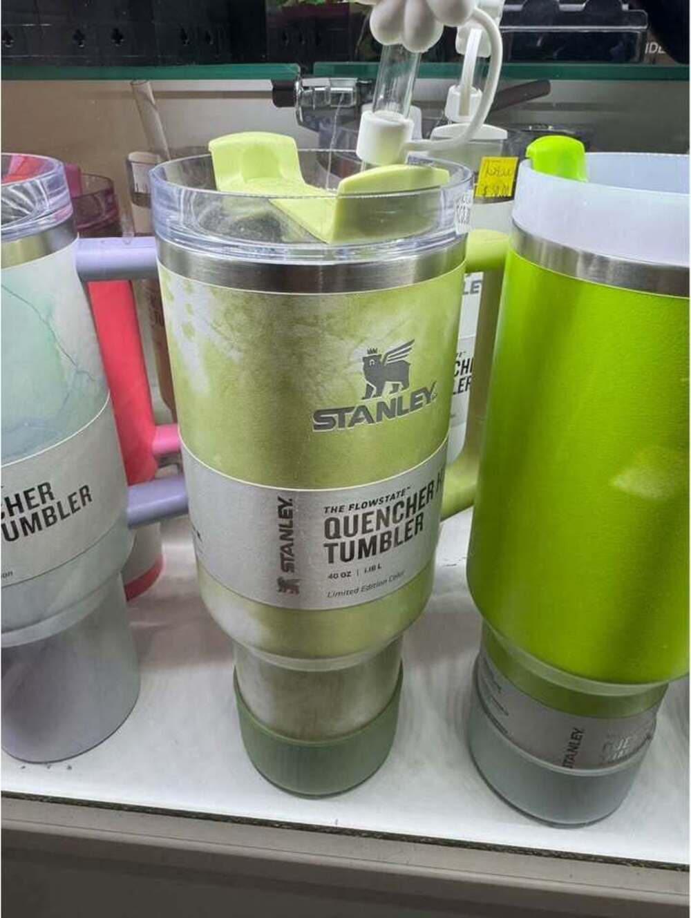 Stanley 40oz tumbler citron tie dye green with boot and topper new